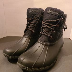 Sperry Women's Saltwater Quilted Luxe Duck Boots - Black Size 10